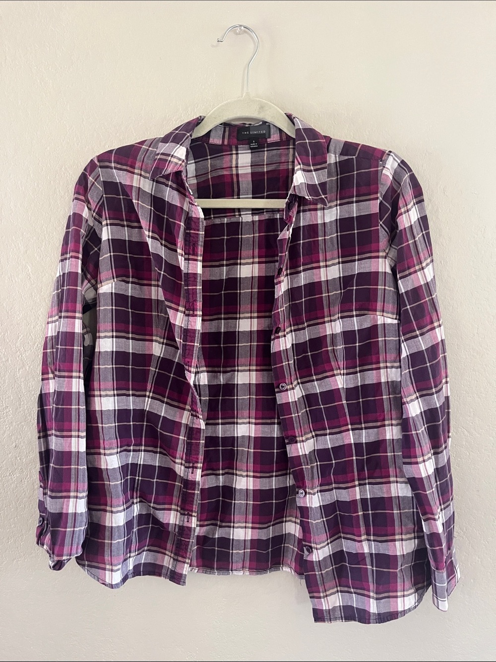 The Limited Purple, Pink and White Plaid Button-Down Shirt